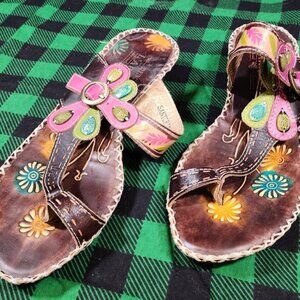 L'ARTISTE Women's Slide Sandal Santorini Brown Size 37